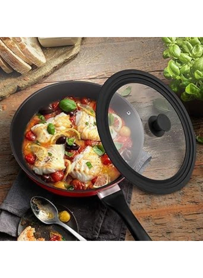 Bukela Universal Lid for Pots And Pans, Heat Resistant Food Safe Skillet Lid With Silicone Rims And Steam Vented, Silicone Universal Lid Fits All 24 To 28cm Diameter Cookware, Dishwasher Safe - Image 2